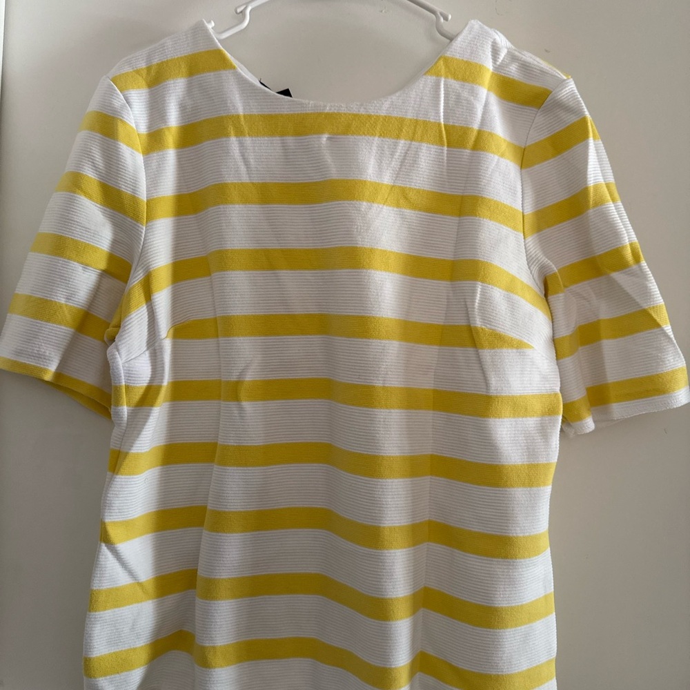Talbots White and Yellow Striped Short Sleeve Top